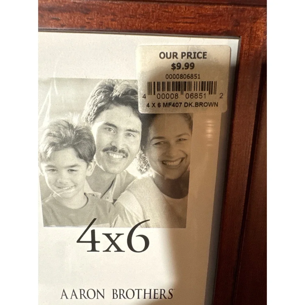 Aaron Brothers Dark Brown Wood Picture Frame 4x6 Tabletop Wall Mount NEW